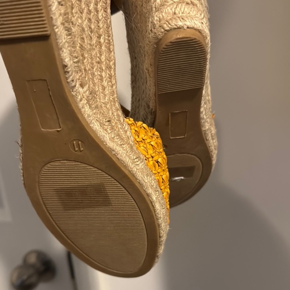 Vibrant Yellow Espadrille Wedges - Picture 4 of 12